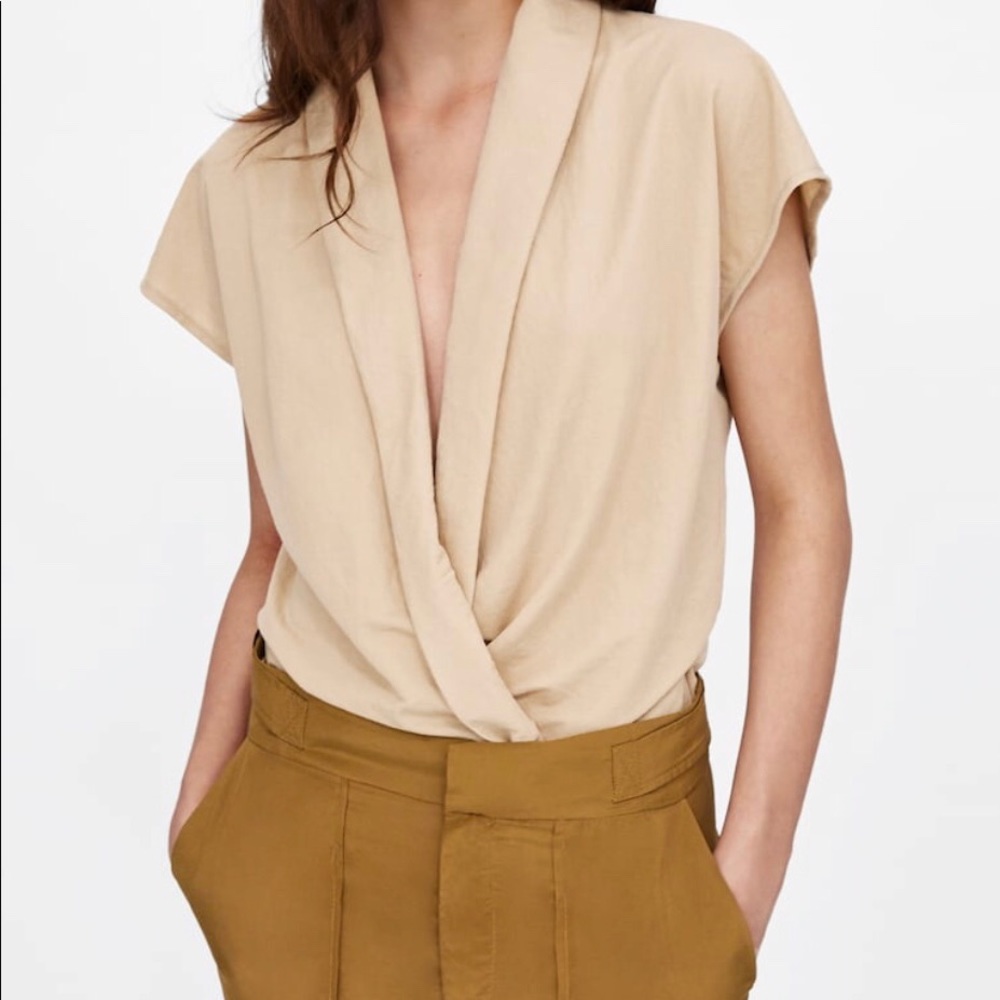 Body Suit Blouse - Beige - size Small